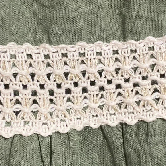 New Collection green & tan linen dress size MEDIUM - Picture 11 of 15